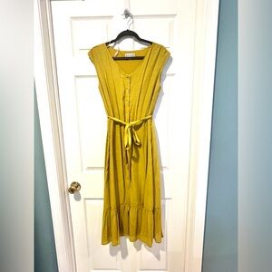 Nanette Lepore Yellow Button-Down Sleeveless Midi Dress Size 6